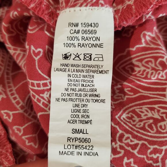 Elan Double V-Neck Boho Asymmetrical Maxi Dress Size S Floral Paisley Pockets - Picture 9 of 11